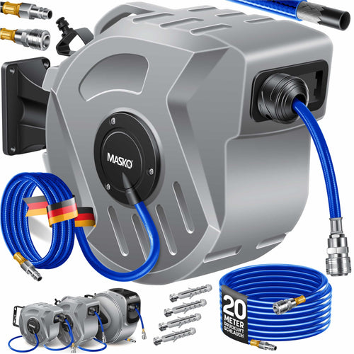 MASKO® Automatik Druckluftschlauch Aufroller 20m - Schlauchtrommel