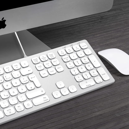 TechKey Slim Alu RGB USB Tastatur Numerisch Mac/PC - Silver White