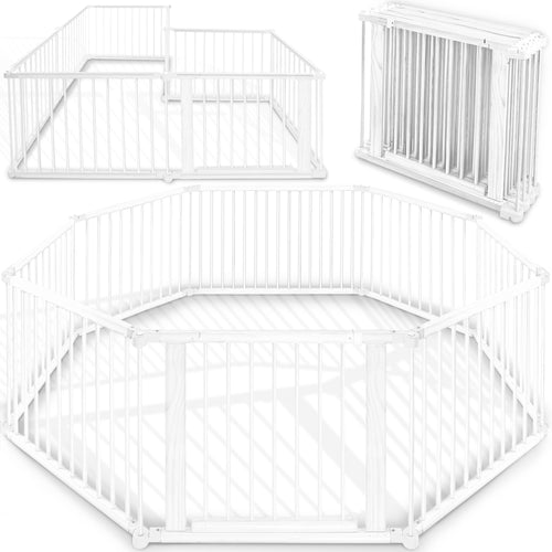 KIDUKU® 7,2 Meter Baby Laufgitter XXL: Modulares 8-Elemente-Gitter, faltbar, mit Tür. Schafft sichere Spielzone für Babys.