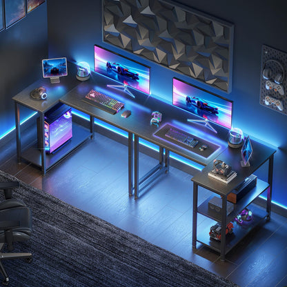 Coleshome Gaming Tisch L-förmig, Eckschreibtisch 100x70 cm, Schwarz