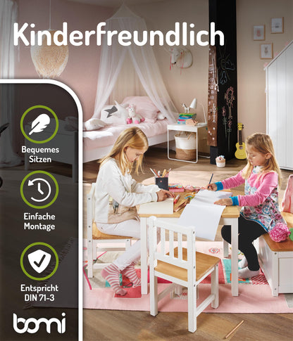 Bomi Kindersitzgruppe Anna mit Spielzeugkiste – Weiss Natur