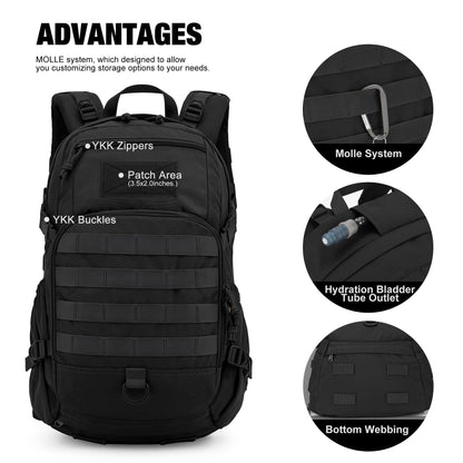 Mardingtop Taktischer Rucksack 25L aus 600D-Polyester