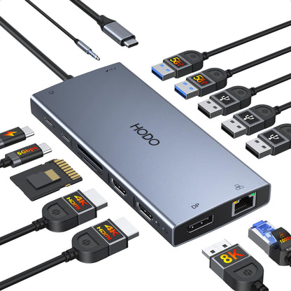 USB C Laptop Dockingstation 15-in-1 Triple Display 8K