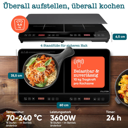 Stillstern ChefKoch Xtreme Duo Doppel-Induktionskochfeld 3600 W
