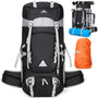IGOLUMON Wanderrucksack 60L Trekkingrucksack mit Regenhülle, schwarz – aus reissfestem Polyester- und Nylongewebe
