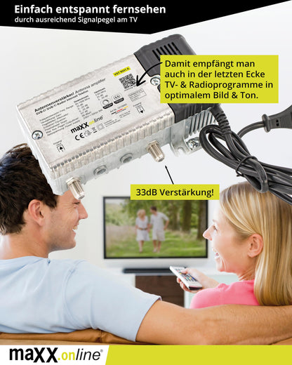 maxx.onLine Hausanschluss-Antennenverstärker Kabelfernsehen 33 dB