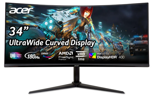 Acer Nitro XZ342CU V3 Gaming Monitor: 34 Zoll UWQHD Curved Display mit 180Hz für flüssige Gaming-Anwendungen.