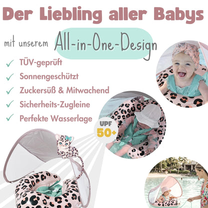 EDWEKIN Baby Schwimmring Leonie mit Eltern-Zugleine und UPF50+
