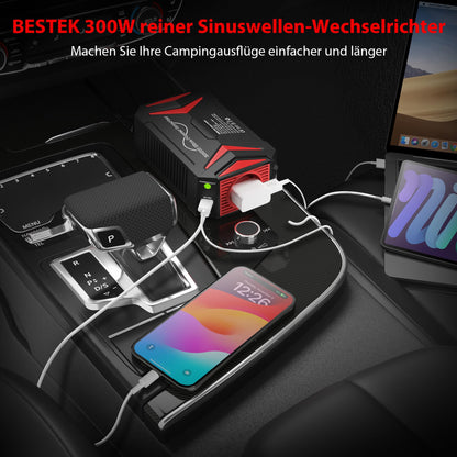 BESTEK 300W Reiner Sinus Wechselrichter 12V/230V Kfz Inverter