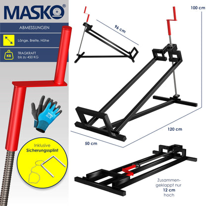 MASKO® XXL Rasentraktorheber 450kg Neigbar – Schwarz