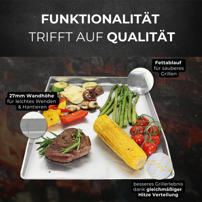 HAVENHAUS Massive Plancha Grillplatte – Edelstahl 40x30cm