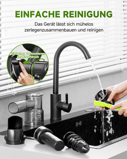 AMZCHEF Slow Juicer Saftpresse für Gemüse Obst - Mattschwarz
