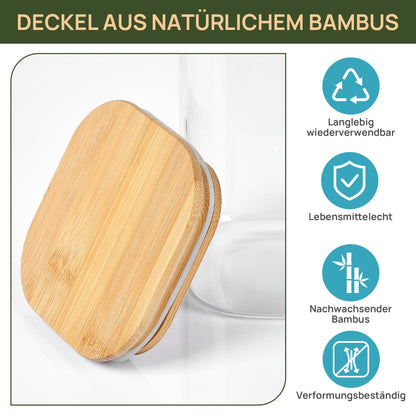 Vtopmart Vorratsgläser Set mit Bambusdeckel, 12-teilig, 600/1200 ml