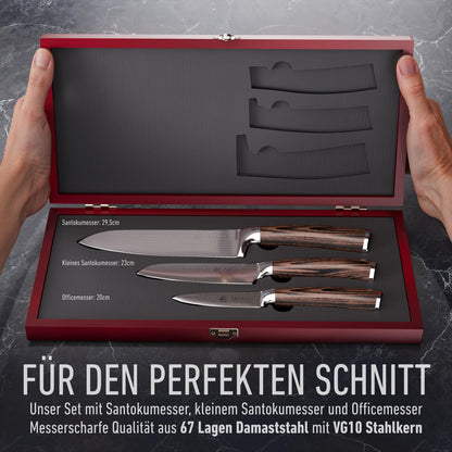 Wakoli EDIB 3er Damastmesser Set | Küchenmesser