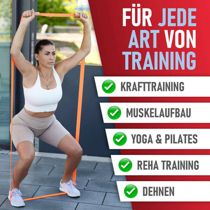 RED RAB Stoff Fitnessbänder – Reissfeste Widerstandsbänder Lang