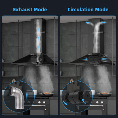 FIREGAS Dunstabzugshaube Wandmontage Pyramide 60cm - Schwarz