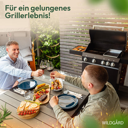 WILDGÅRD Plancha Grillplatte aus Edelstahl, 35 x 25 cm mit Zubehör