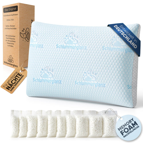 Schlummerglanz Memory Foam Nackenkissen 40x80 cm höhenverstellbar