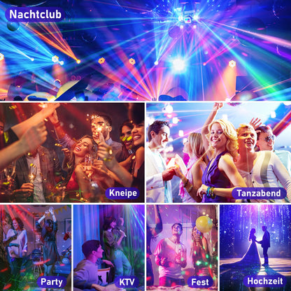 Vicalo Discolicht Partylicht mit 2 Discokugeln, RGB, soundaktiviert