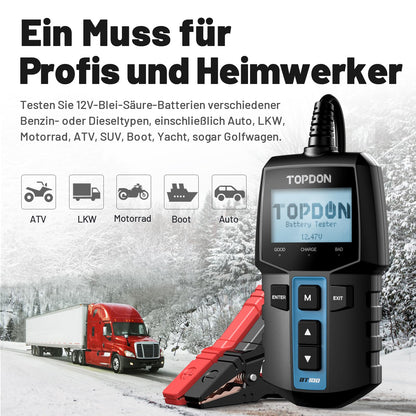TOPDON BT100 Autobatterietester 12V für Kfz, 100-2000 CCA