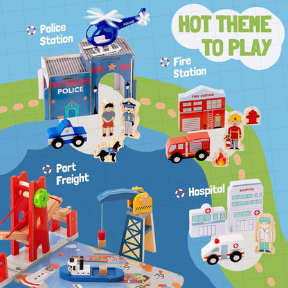 Giant bean Holzeisenbahn Set City-Zugset für Kinder - 117 Teile