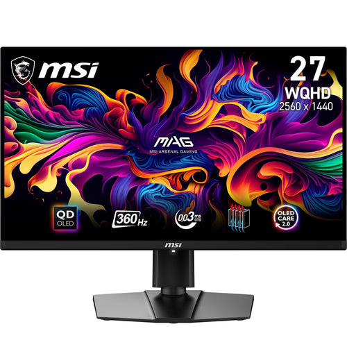 MSI MAG 271QPX QD-OLED Gaming Monitor, schwarzer, rechteckiger Bildschirm, 26.5 Zoll WQHD mit 360Hz für Gaming.