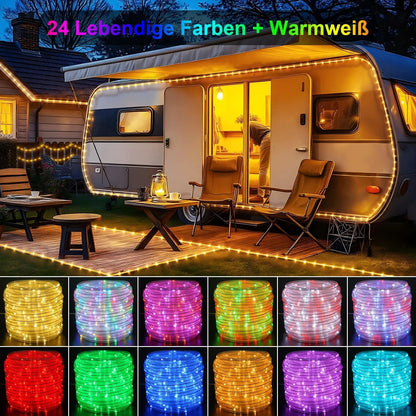 StarryEver LED Lichtschlauch 20 m 200 LED 25 Farben mit Fernbedienung