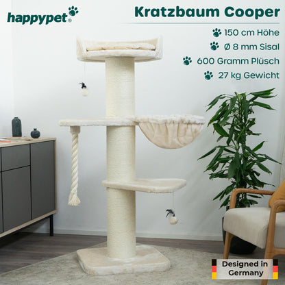 HAPPYPET Cooper Kratzbaum stabil - grosse Katzen 150cm Creme