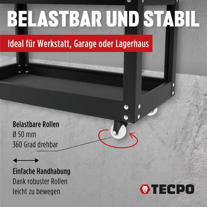 TECPO Werkzeugwagen Rollwagen 3 Ladeflächen – 300 kg Tragkraft