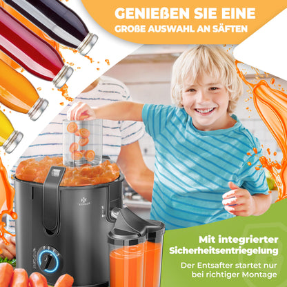 KESSER Zentrifugal Saftpresse 1100W, Edelstahl – Schwarz