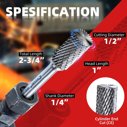 EZARC SB-5 Hartmetall Frässtifte Doppelschnitt 1/4" - 5er Set