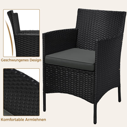 Yaheetech Gartenmöbel-Set 3-teilig, 2 Stühle & Tisch, PE-Polyrattan