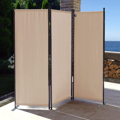 QUICK STAR Paravent 3-teilig 170 x 165 cm Beige Sichtschutz