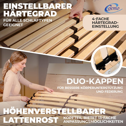Coemo Ergo 7-Zonen Lattenrost 120x200 – Kopfteil verstellbar