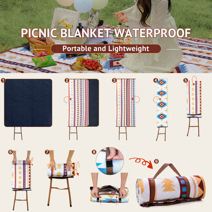 LARUTAN Picknickdecke wasserdicht 200x300 cm, faltbar mit Tragegriff