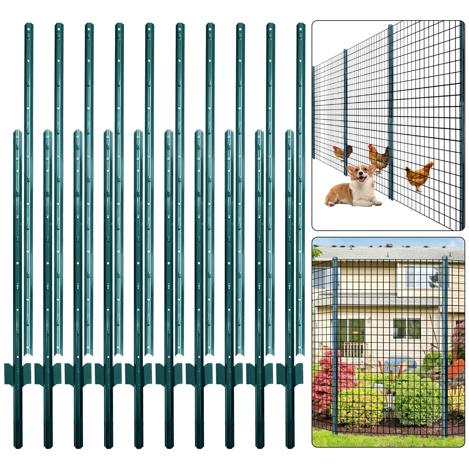 Thealyn U-Pfosten Set 10 Stück 213 cm Zaunpfosten verzinkter Stahl, U-Form, für Gartenzäune
