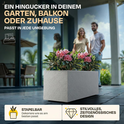 Ondis24 Vulkano Pflanzkübel 50 L mit Wasserspeicher, 2er-Set, Hellgrau