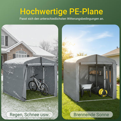 SoBuy Fahrradgarage KLS11-L-DG wetterfest für 2-4 Fahrräder grau