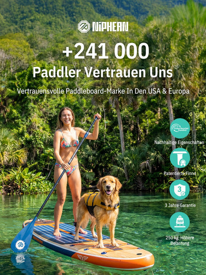 Niphean SUP Board Extra Gross aufblasbar 335 cm, 250 kg Tragkraft
