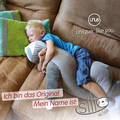 UNUS Faultier Kuscheltier Seitenschläferkissen - Grau, 100 cm