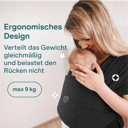 Koala Babycare Tragetuch Babytrage Neugeborene bis 9kg - Schwarz