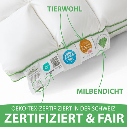 Welldora Premium Kopfkissen – 80x80 cm, Daunen & Federn mittelfest