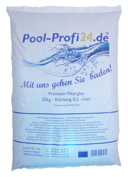 Pool-Profi24 Premium Filterglas grün 25 kg Körnung 0,5-1 mm, grünes Glasgranulat im Kunststoffsack