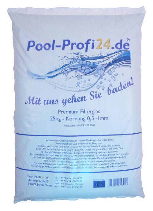 Pool-Profi24 Premium Filterglas grün 25 kg Körnung 0,5-1 mm, grünes Glasgranulat im Kunststoffsack