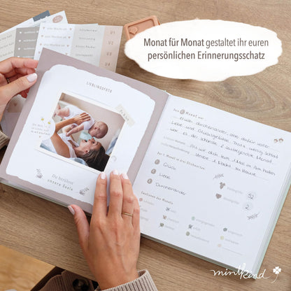 mintkind Mein erstes Jahr Babyalbum, Leinen Beige, 176 Seiten