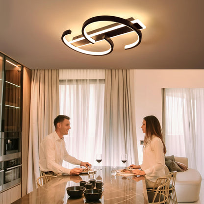 LUOLONG LED Deckenleuchte dimmbar, 2-Ring, 35 W, schwarz, 40 cm