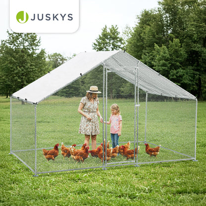 Juskys Freilaufgehege 3x2x2m – Begehbarer Hühnerstall aus Metall