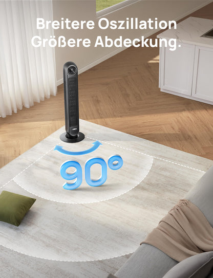 Dreo Nomad One S Turmventilator, App, 90° Oszillation, schwarz