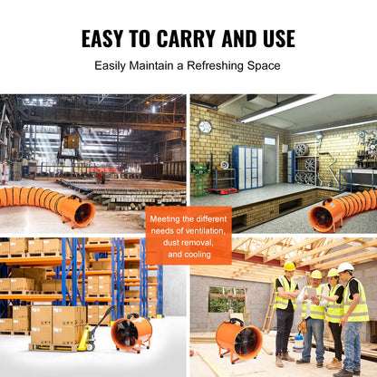 VEVOR Bauventilator 367W Axiallüfter Industrielüfter mit 10m Schlauch