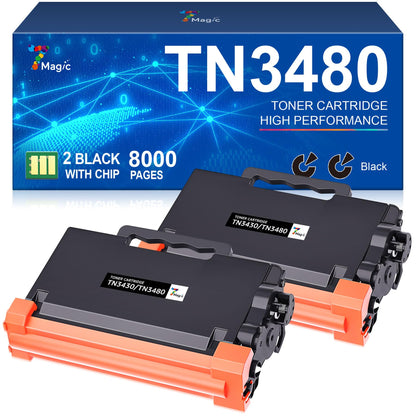 7MAGIC TN3480 TN3430 Toner kompatibel für Brother, 2x Schwarz – zwei schwarze Tonerkartuschen